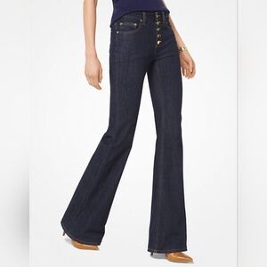 Michael Kors Selma Flare Button Fly Dark Wash Denim Jeans size 2